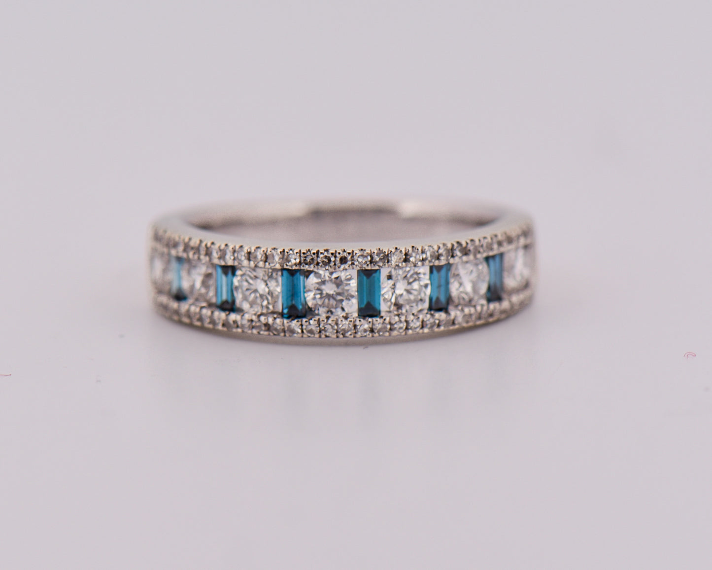 Estate Blue and White Diamond Channel Band