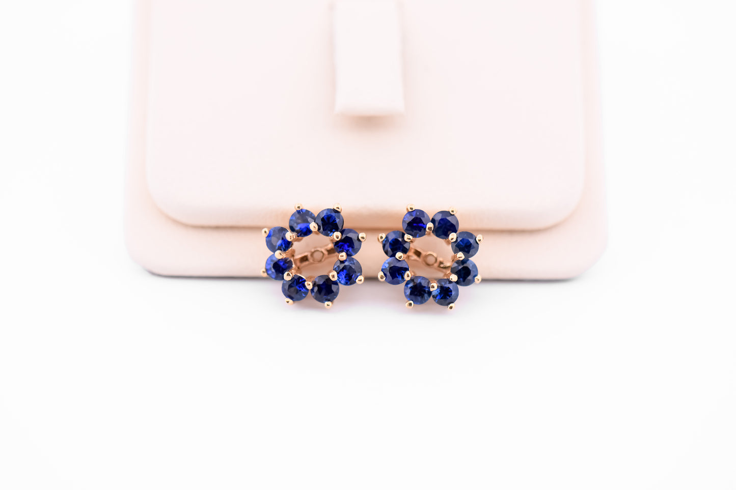 Blue Sapphire Earring Jackets for 5mm Studs