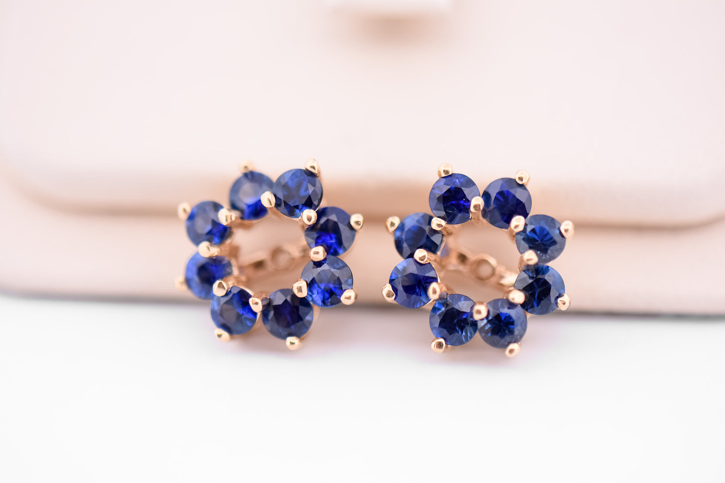 Blue Sapphire Earring Jackets for 5mm Studs