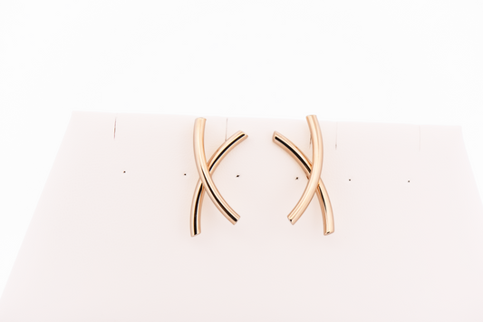 Bold X-Shaped Criss-Cross Stud Earrings in Yellow Gold