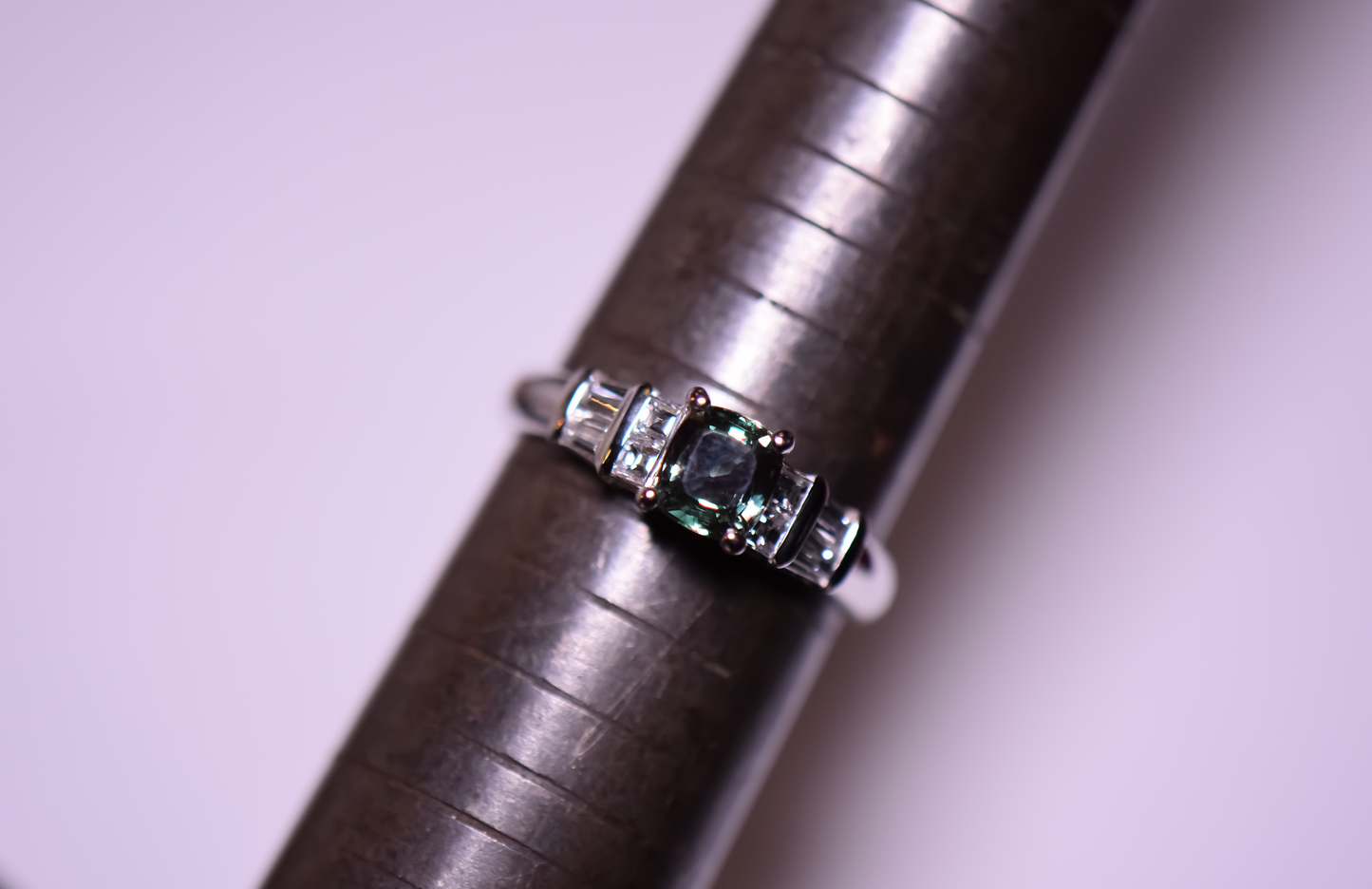 Brazilian Alexandrite & Diamond Engagement Ring in Platinum