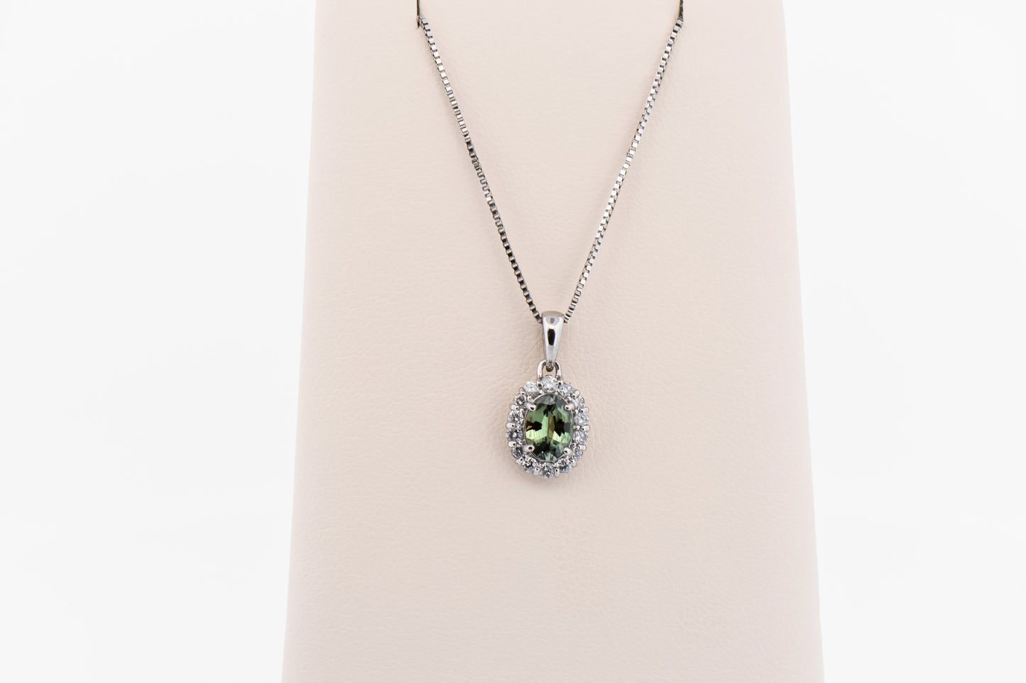 Brazilian Alexandrite & Diamond Halo Pendant in Platinum