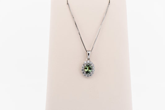 Brazilian Alexandrite & Diamond Halo Pendant in Platinum