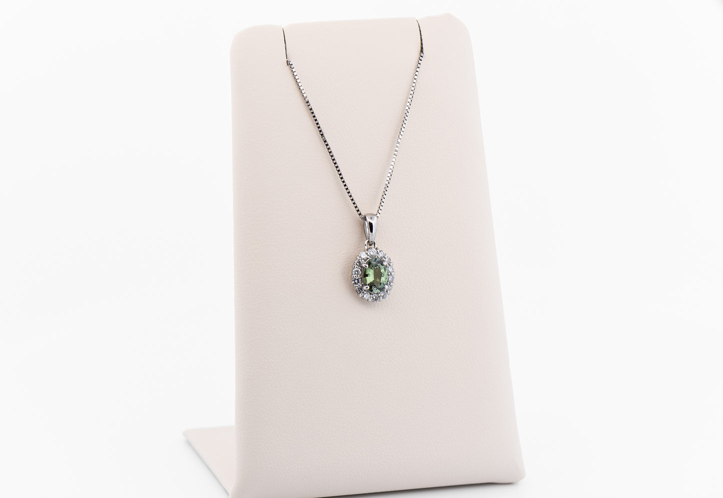 Brazilian Alexandrite & Diamond Halo Pendant in Platinum