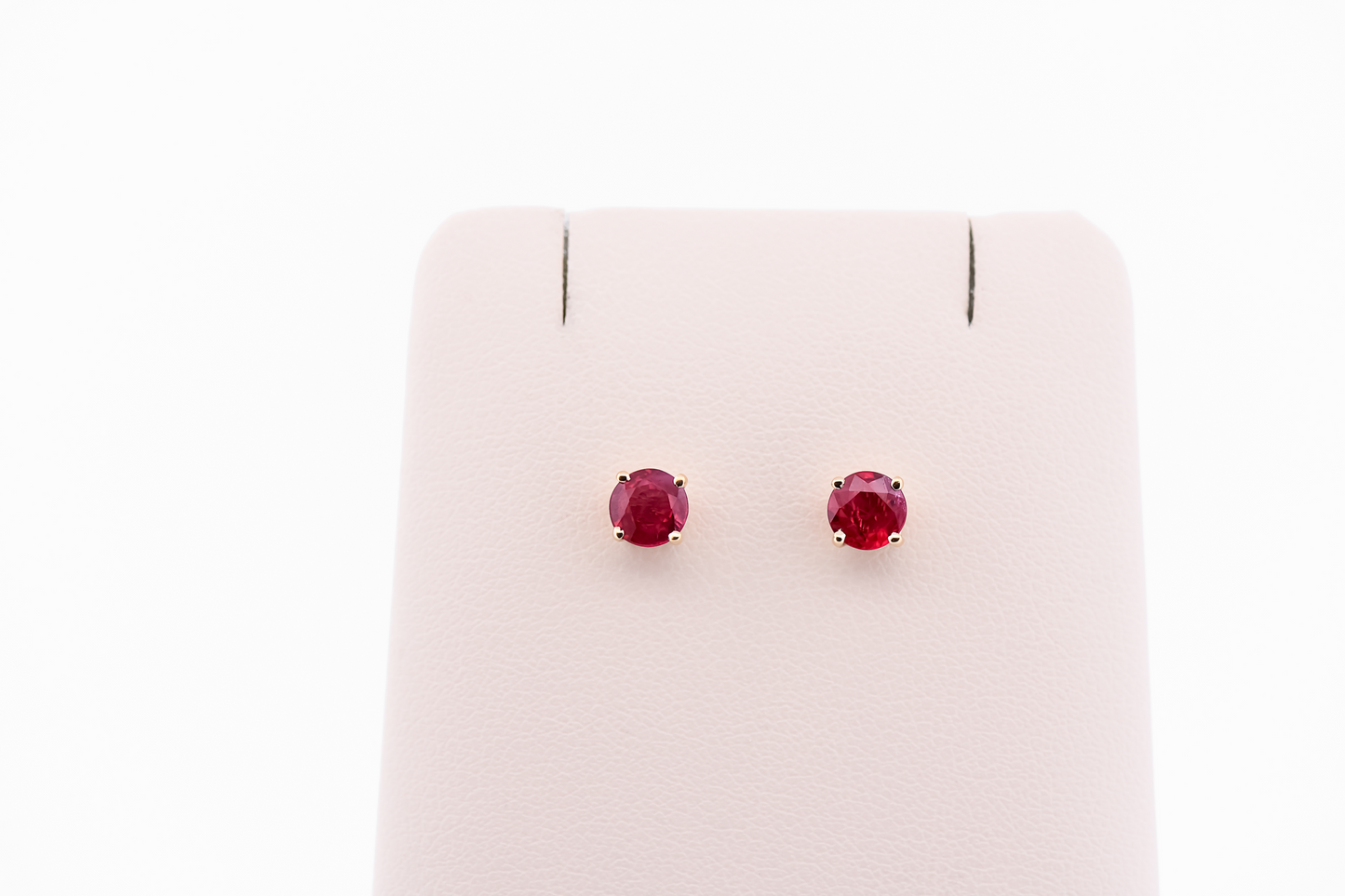 Burmese Ruby Stud Earrings in 14k Yellow Gold