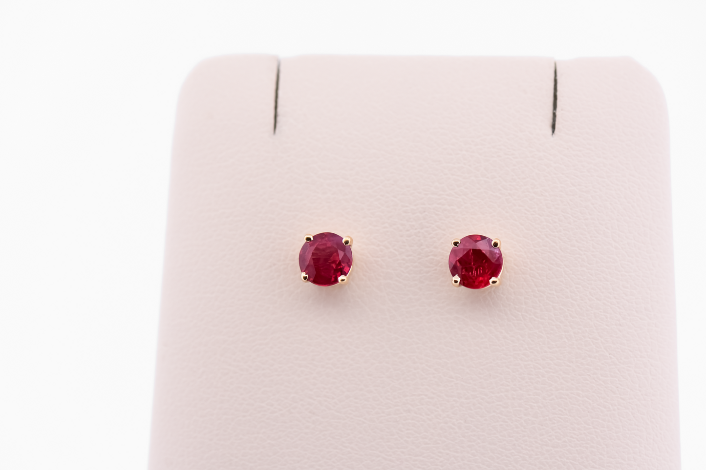 Burmese Ruby Stud Earrings in 14k Yellow Gold