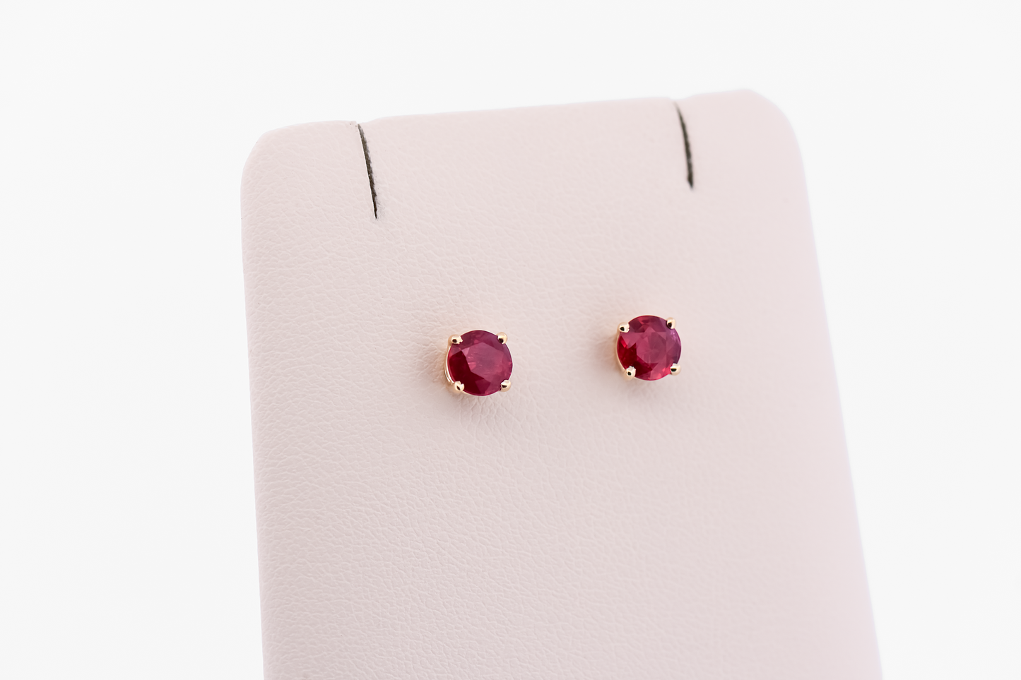 Burmese Ruby Stud Earrings in 14k Yellow Gold