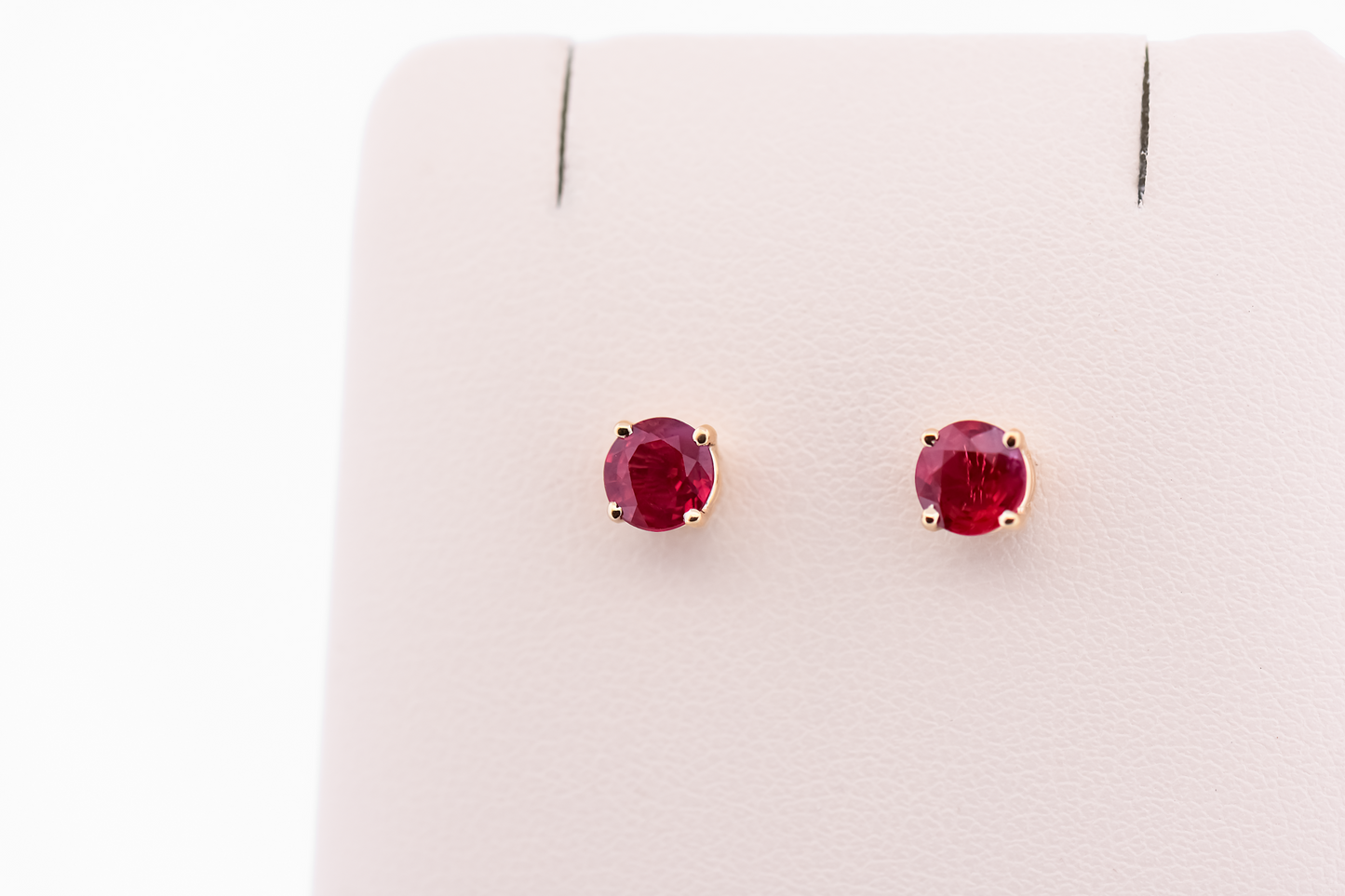 Burmese Ruby Stud Earrings in 14k Yellow Gold