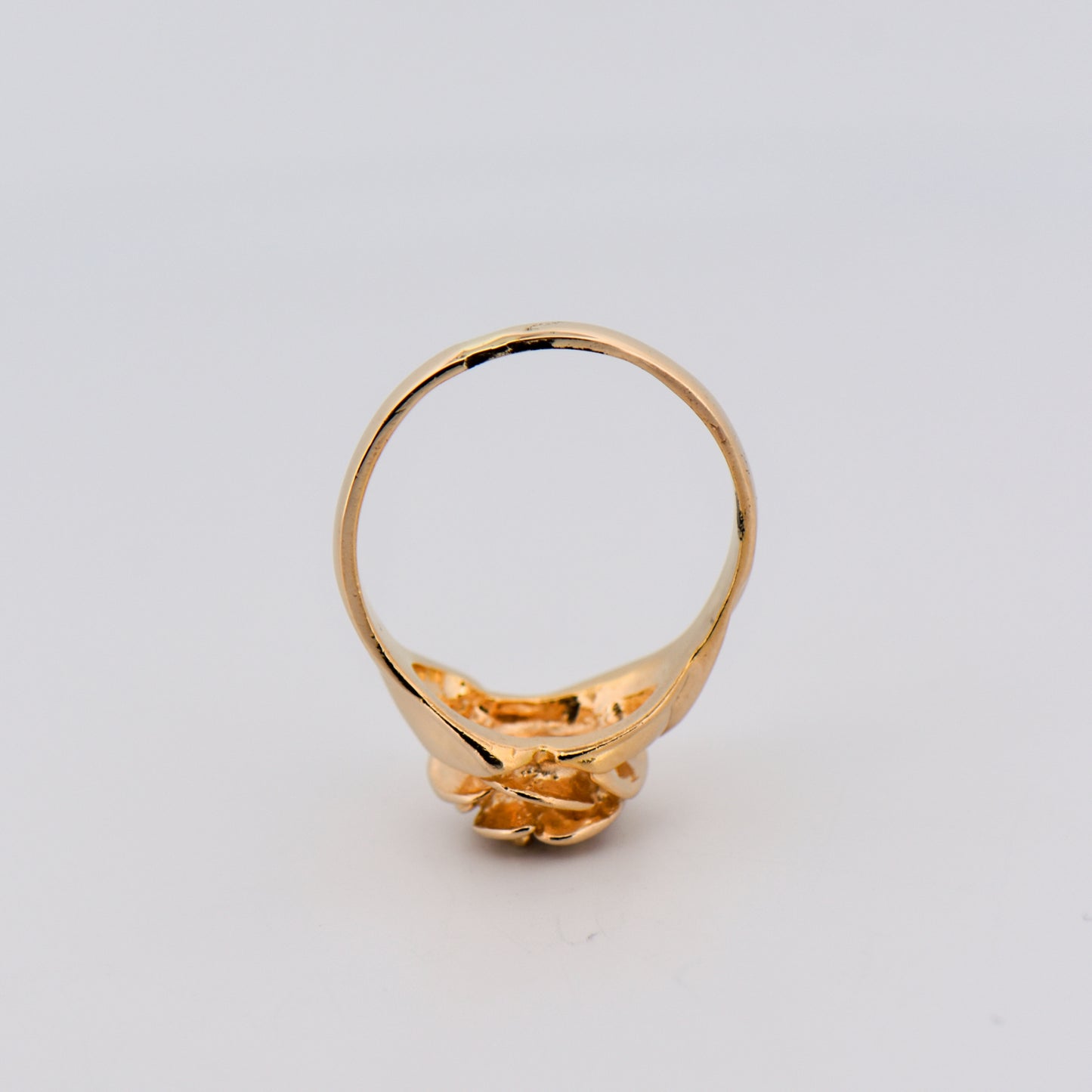 Estate Carved Rose Ring with Diamond Center