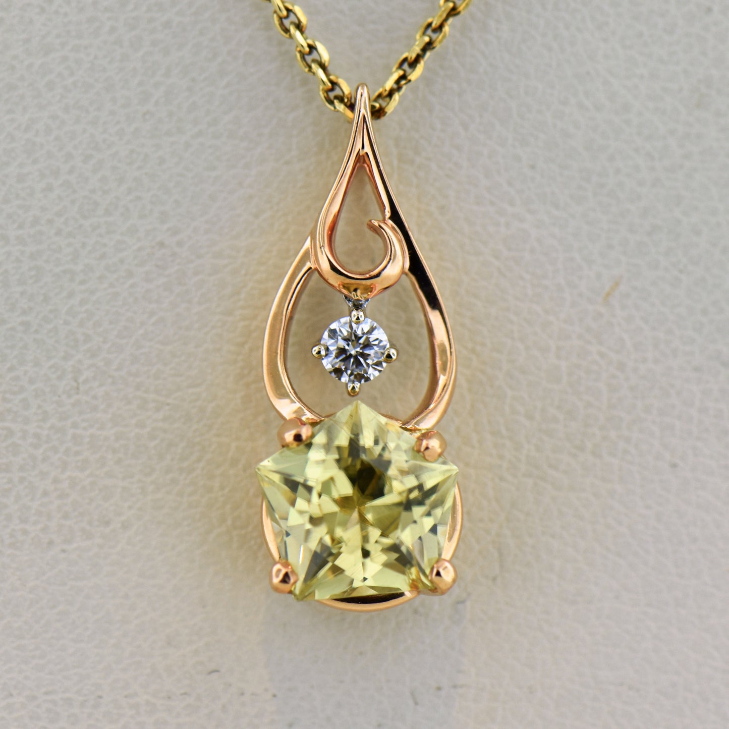 Rare Pentagonal Chrysoberyl Pendant in Rose Gold