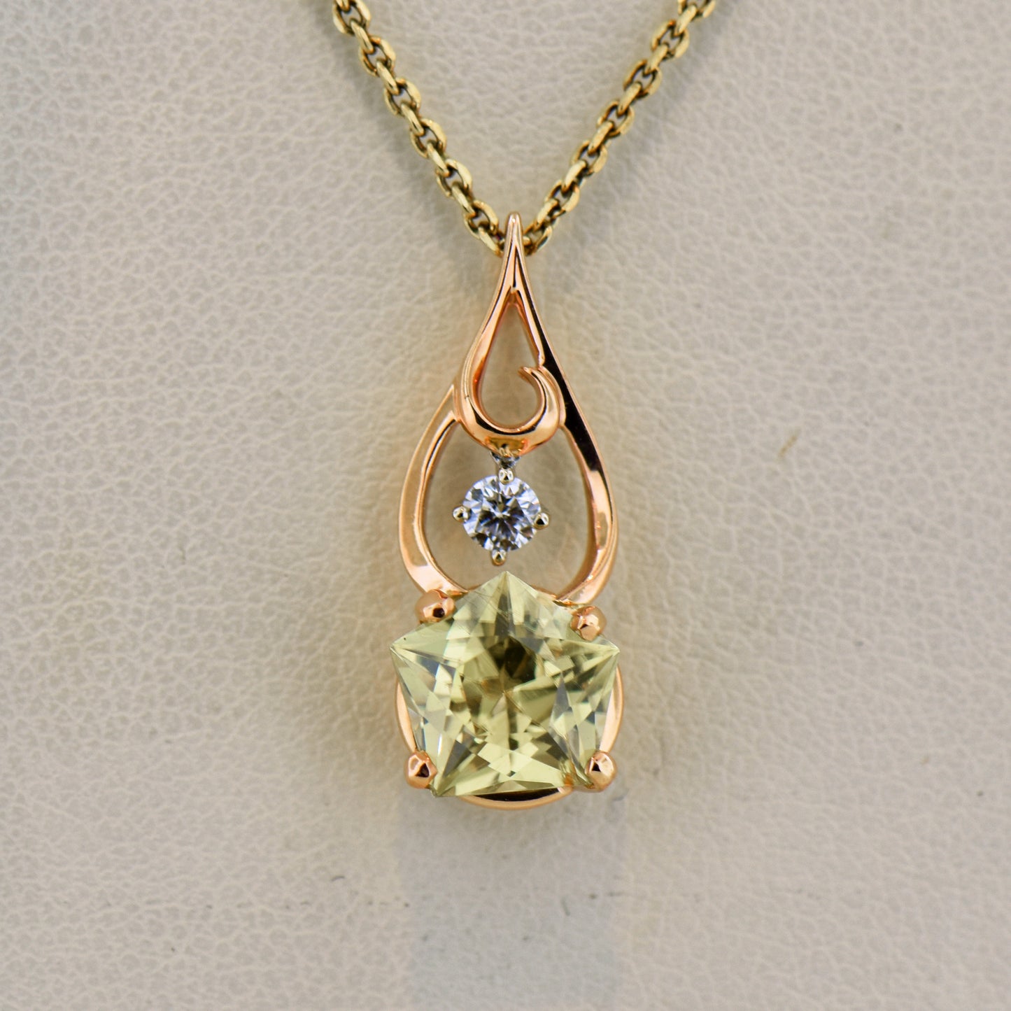 Rare Pentagonal Chrysoberyl Pendant in Rose Gold