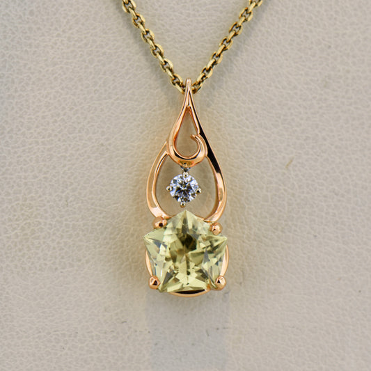 Rare Pentagonal Chrysoberyl Pendant in Rose Gold