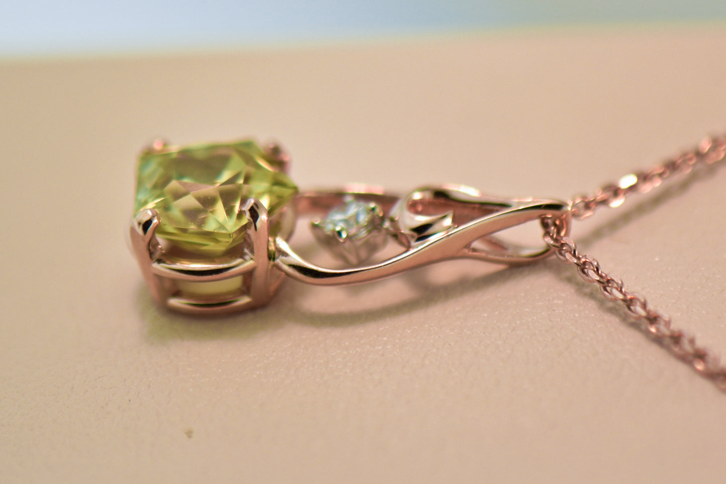 Rare Pentagonal Chrysoberyl Pendant in Rose Gold