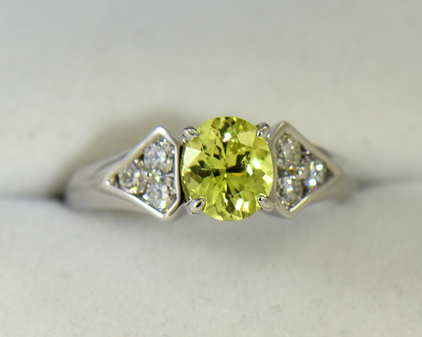 Yellow Chrysoberyl Engagement Ring in White Gold