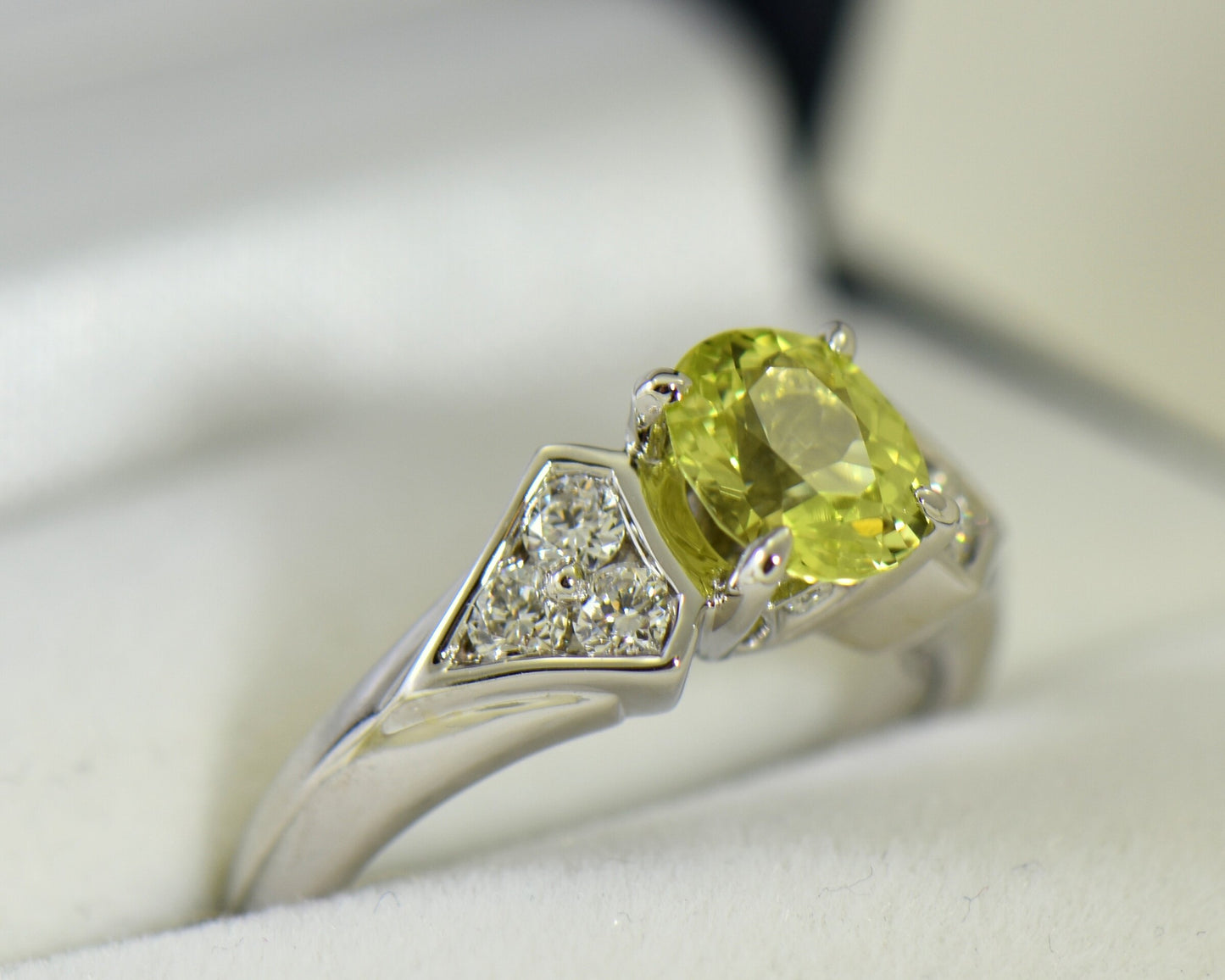 Yellow Chrysoberyl Engagement Ring in White Gold