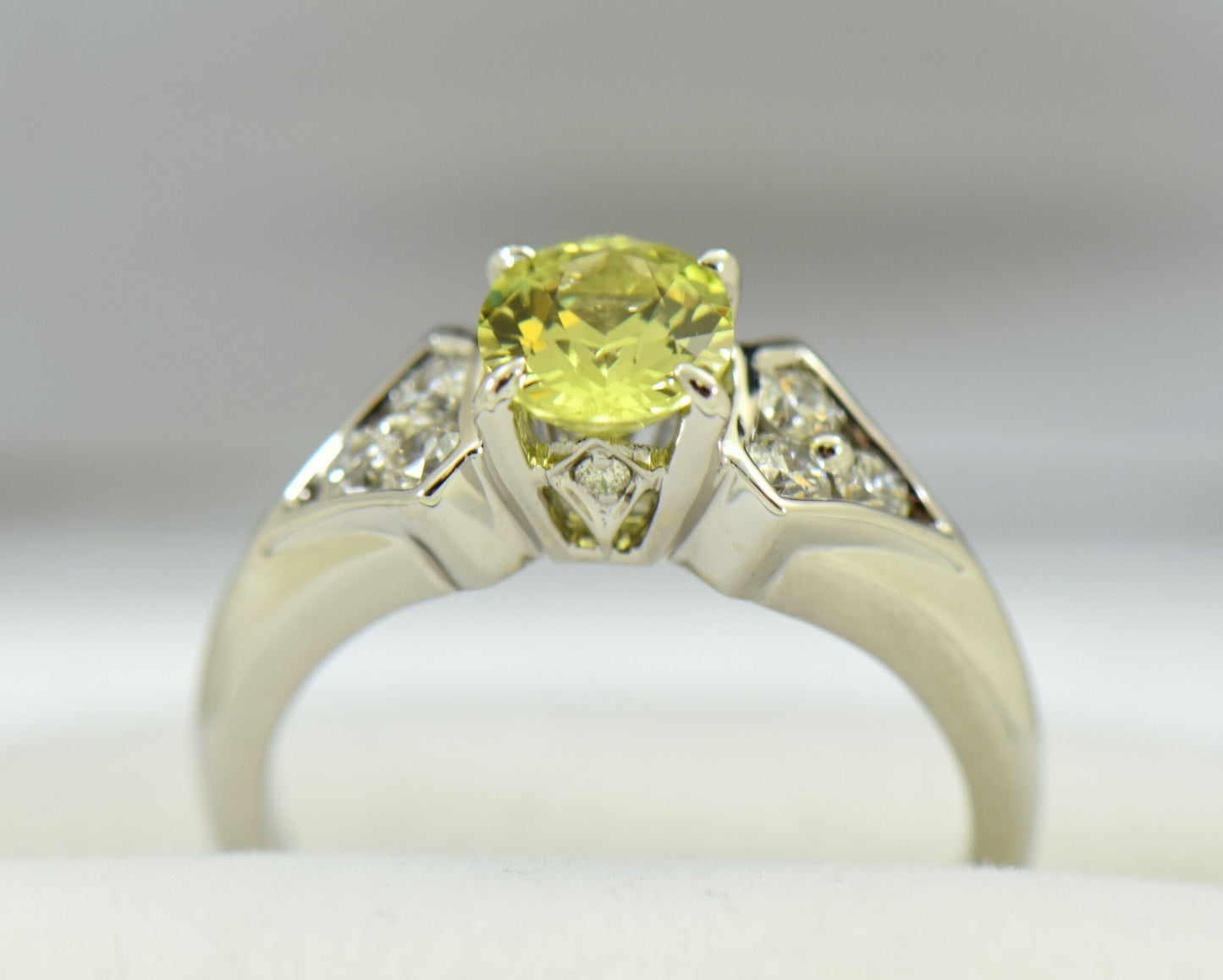 Yellow Chrysoberyl Engagement Ring in White Gold