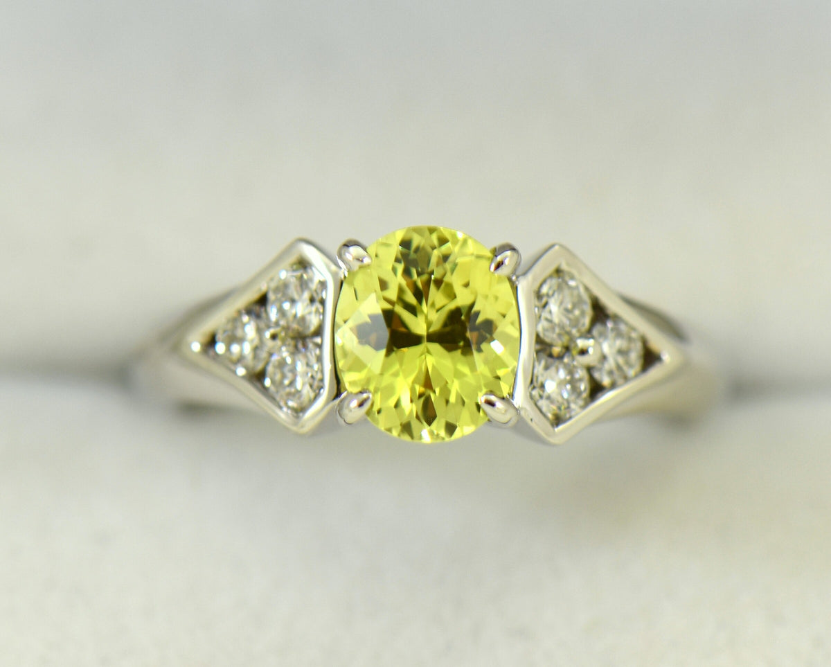 Yellow Chrysoberyl Engagement Ring in White Gold