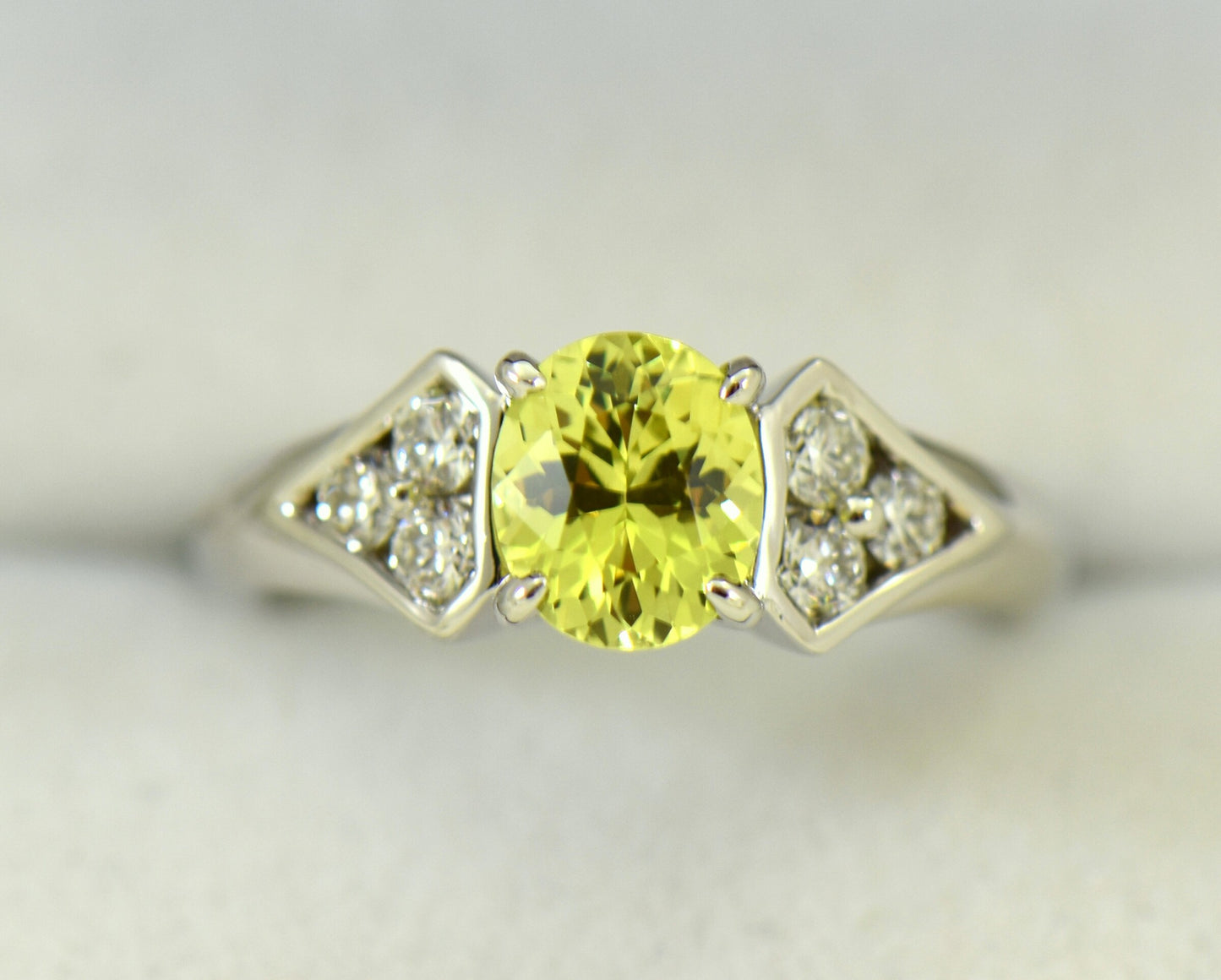 Yellow Chrysoberyl Engagement Ring in White Gold
