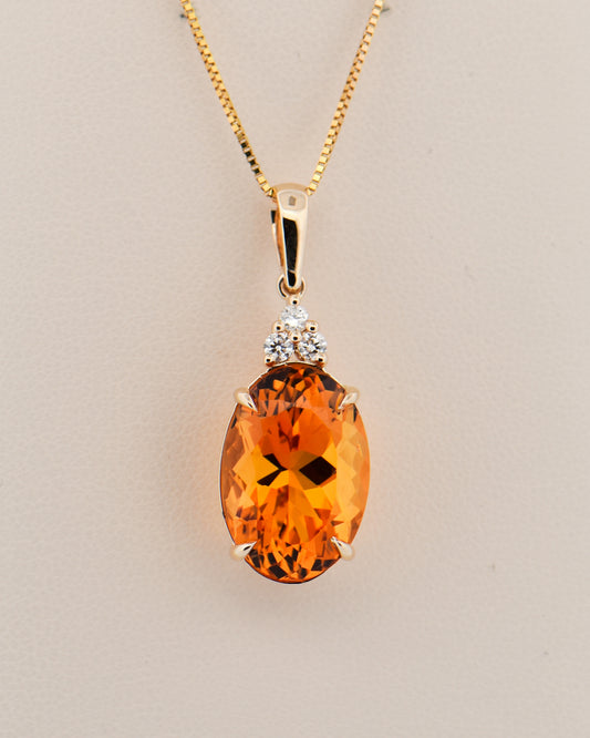 Top Quality Oval Citrine & Diamond Pendant