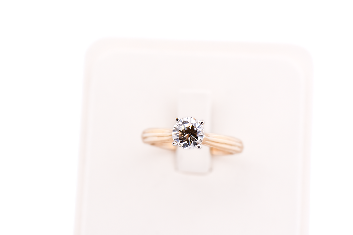 Textured Gold Cathedral Solitaire Engagement Ring with 1ct Diamond