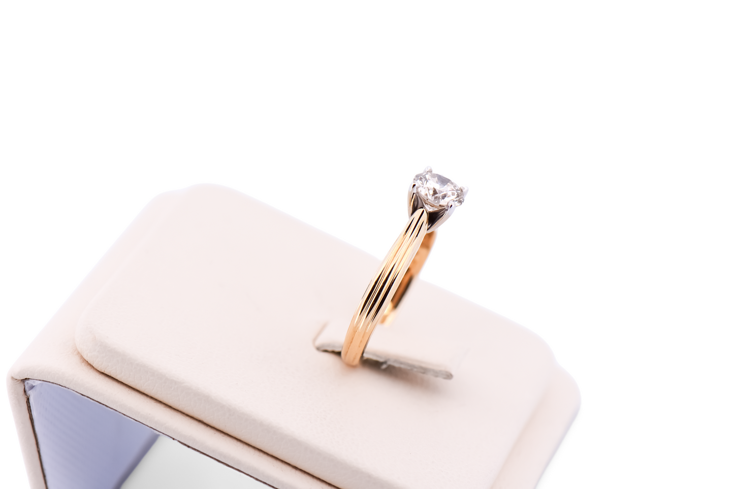 Textured Gold Cathedral Solitaire Engagement Ring with 1ct Diamond
