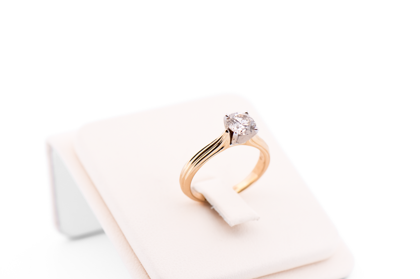 Textured Gold Cathedral Solitaire Engagement Ring with 1ct Diamond