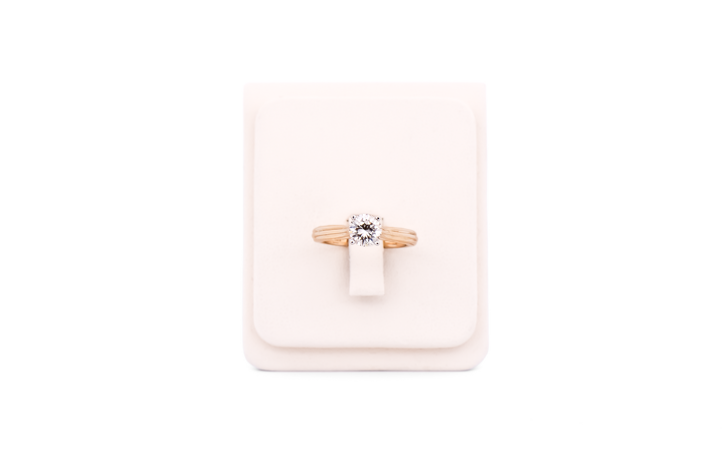 Textured Gold Cathedral Solitaire Engagement Ring with 1ct Diamond