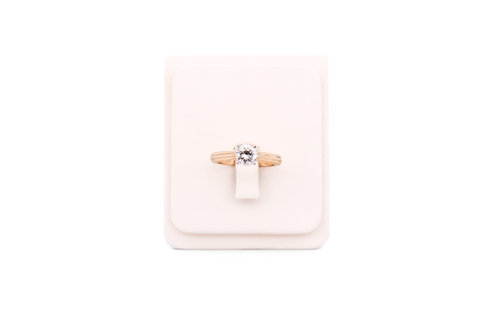 Textured Gold Cathedral Solitaire Engagement Ring with 1ct Diamond