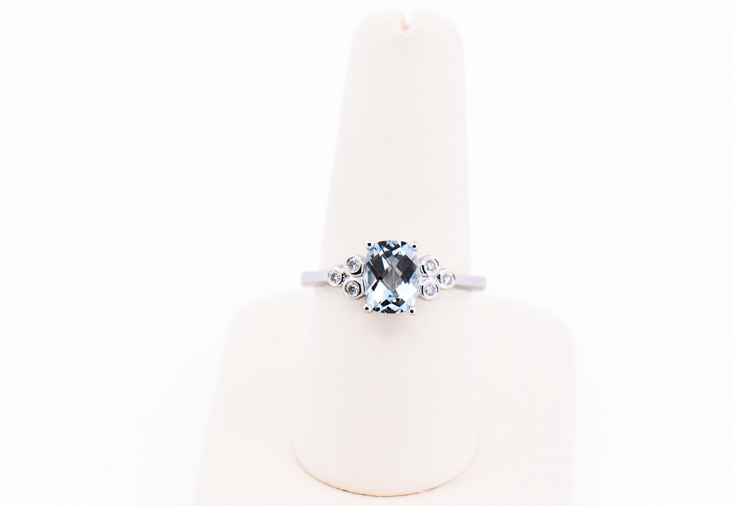 Classic Aquamarine Engagement Ring with Diamonds in White Gold