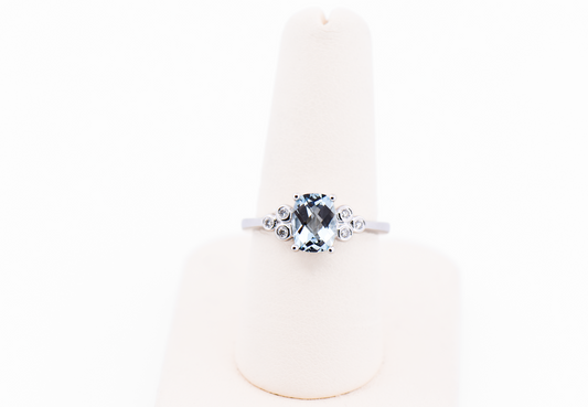 Classic Aquamarine Engagement Ring with Diamonds in White Gold