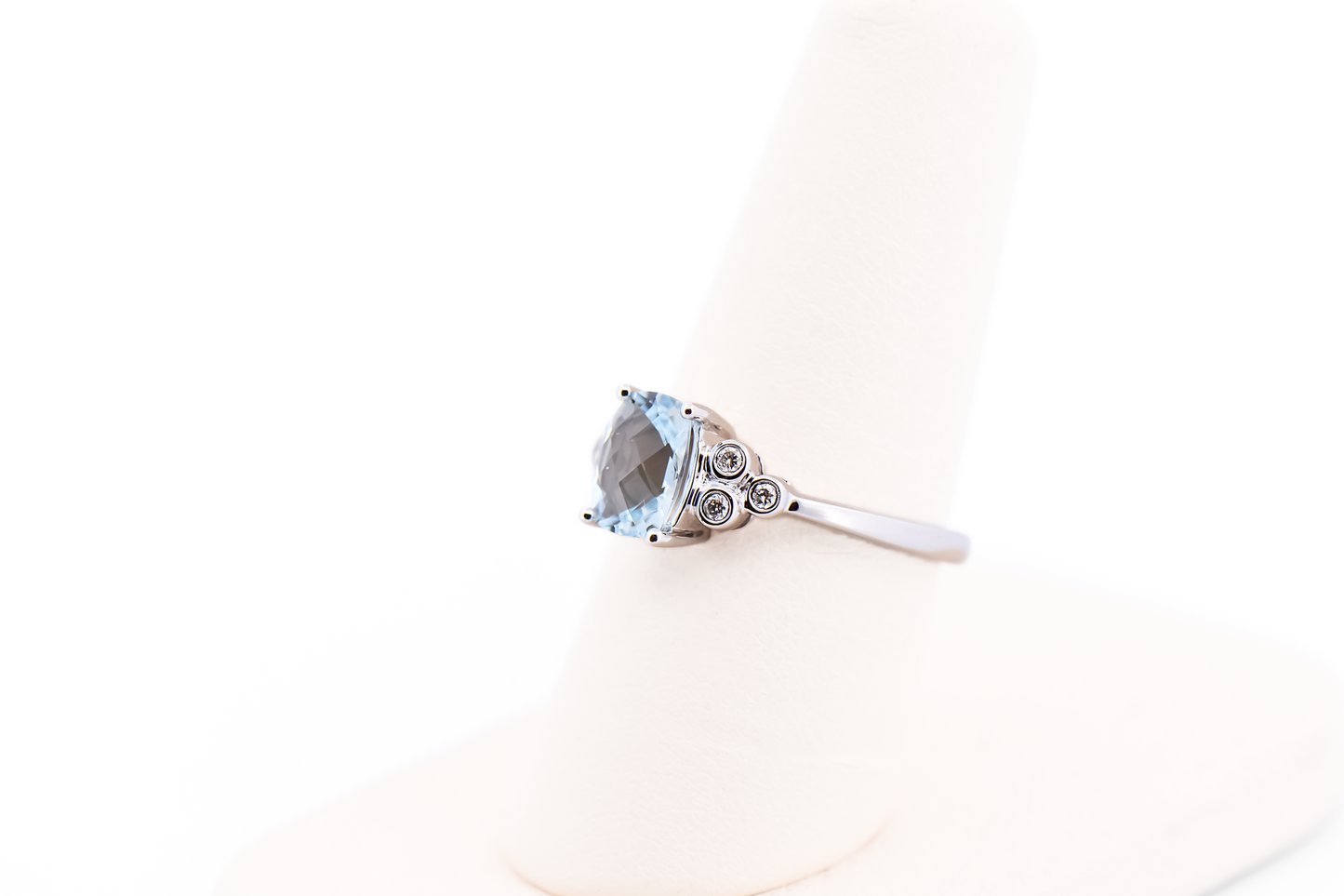 Classic Aquamarine Engagement Ring with Diamonds in White Gold