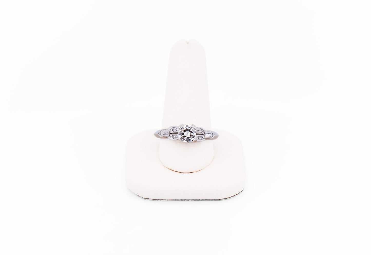 Classic Art Deco White Gold Engagement Ring with Old European Cut Diamond