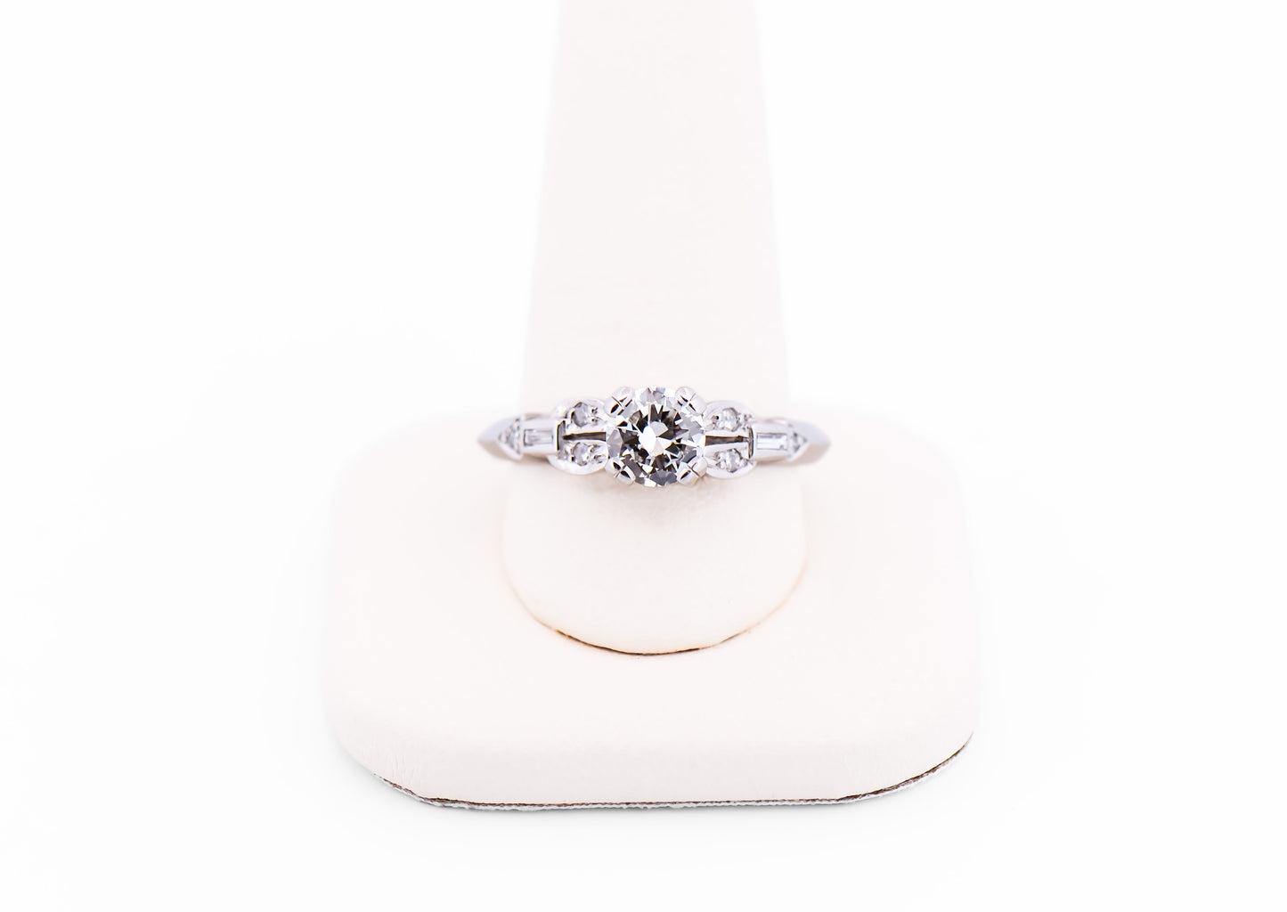 Classic Art Deco White Gold Engagement Ring with Old European Cut Diamond