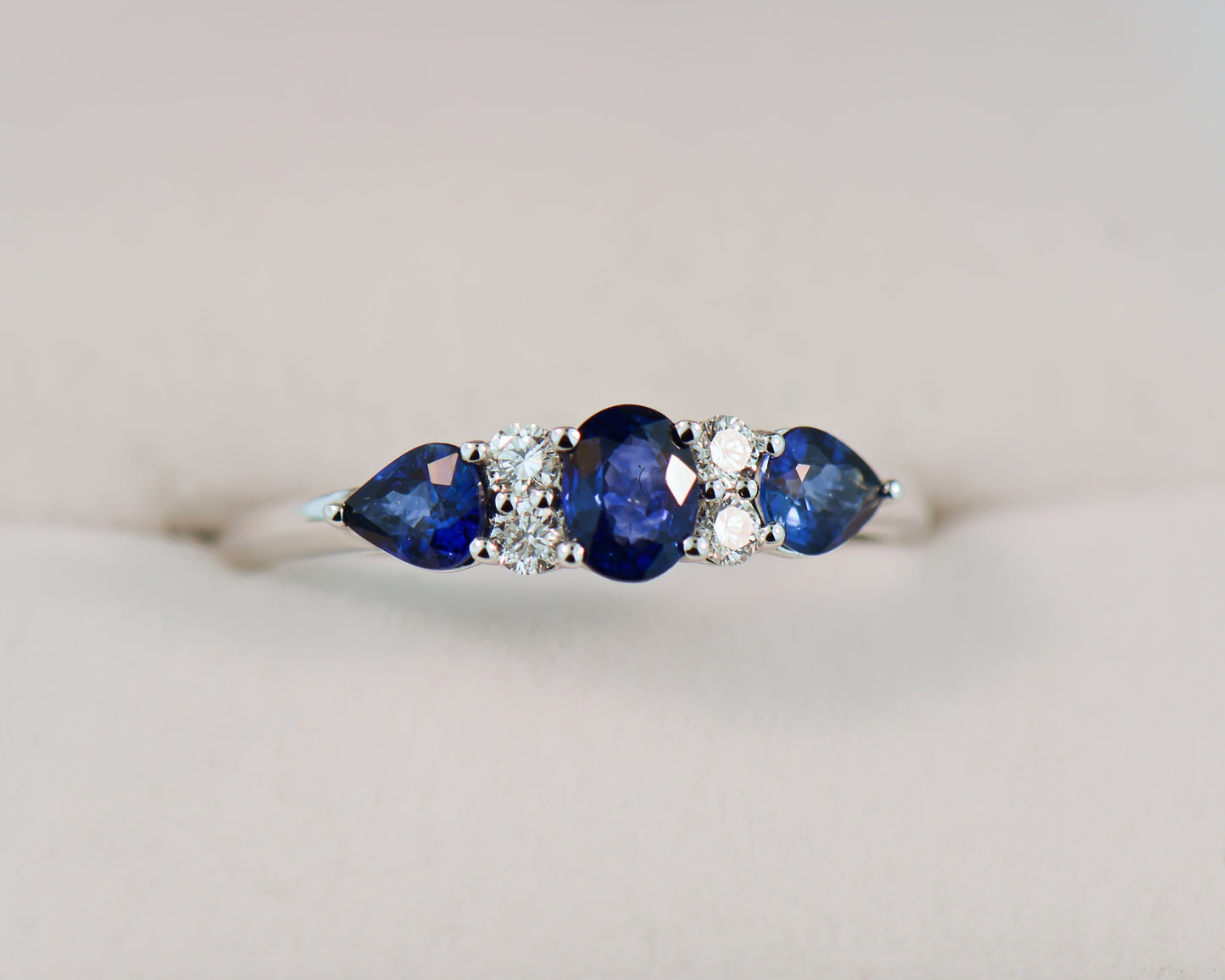 Classic Blue Sapphire & Diamond 5-Stone Ring