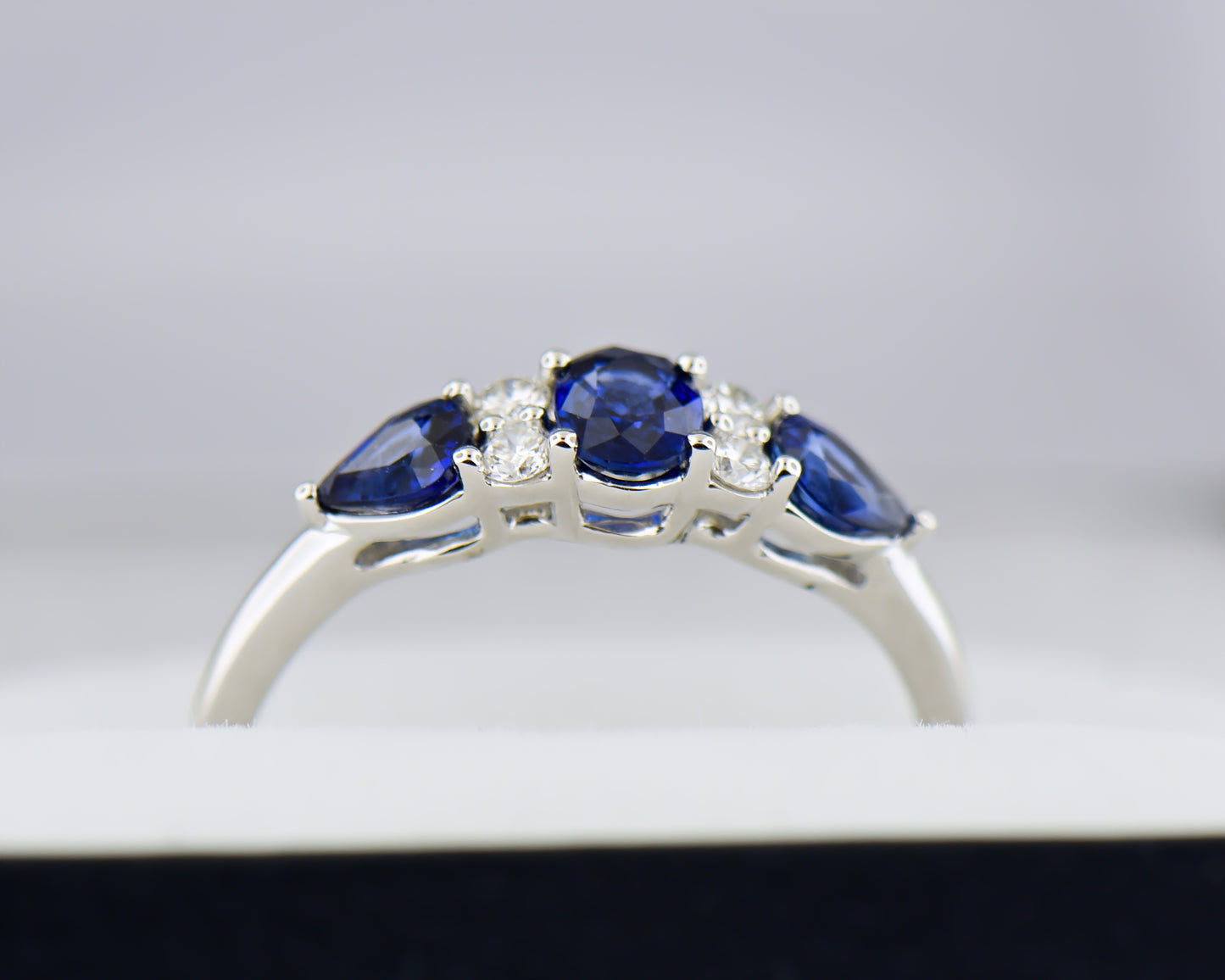 Classic Blue Sapphire & Diamond 5-Stone Ring