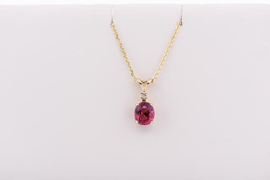 Classic Deep Pink Spinel & Diamond Pendant