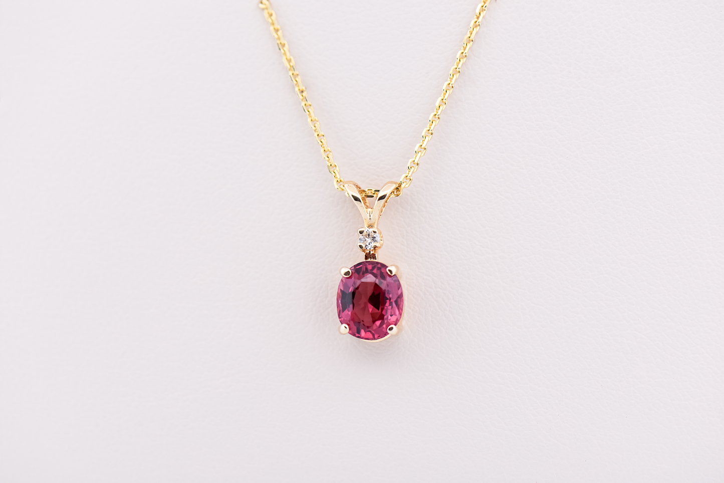 Classic Deep Pink Spinel & Diamond Pendant