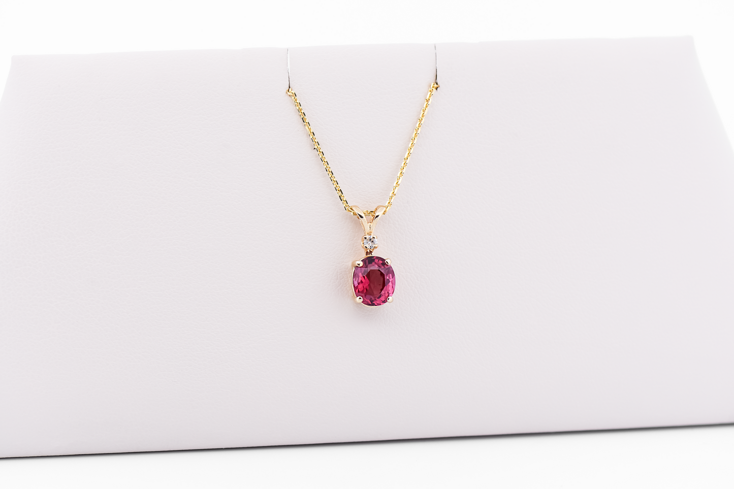 Classic Deep Pink Spinel & Diamond Pendant