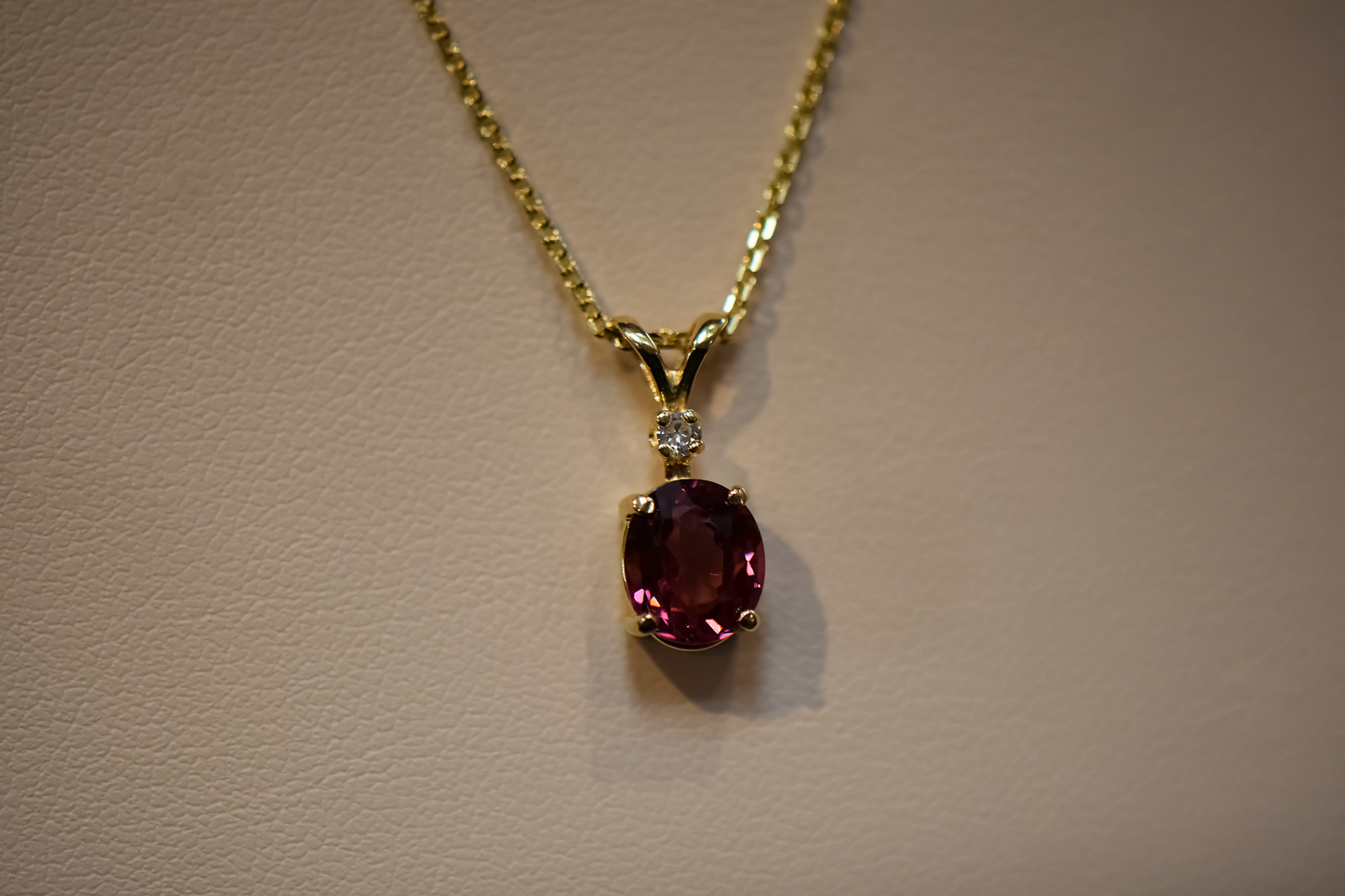 Classic Deep Pink Spinel & Diamond Pendant