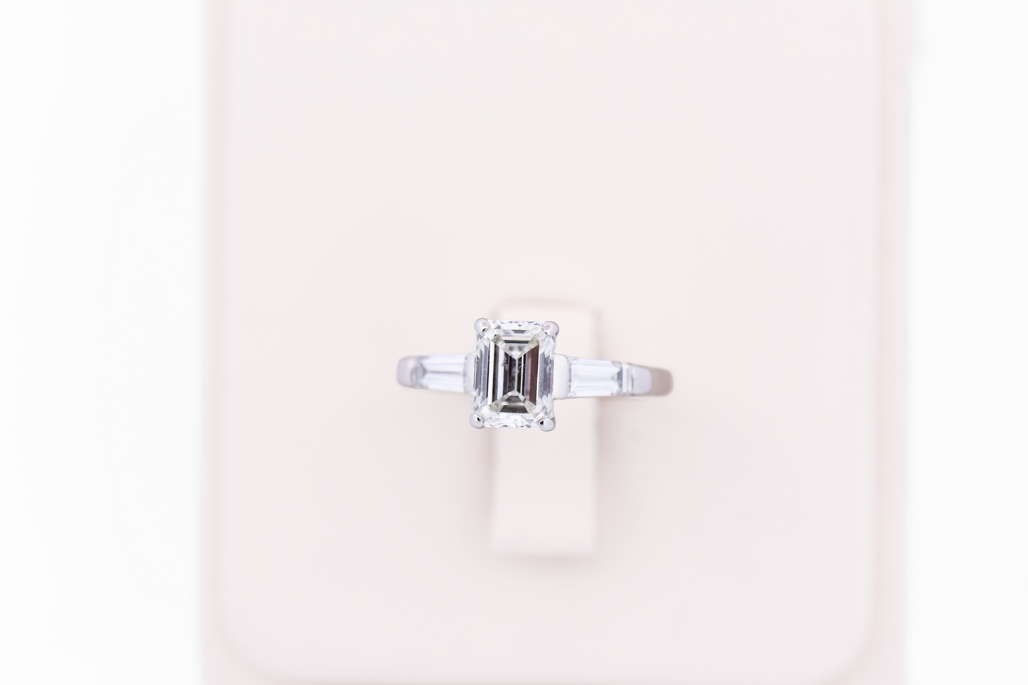 Classic Emerald Cut Diamond Engagement Ring with Baguette Accents