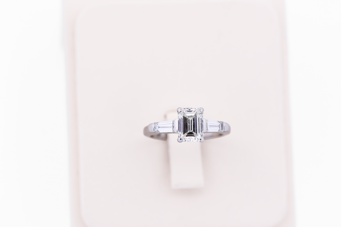 Classic Emerald Cut Diamond Engagement Ring with Baguette Accents