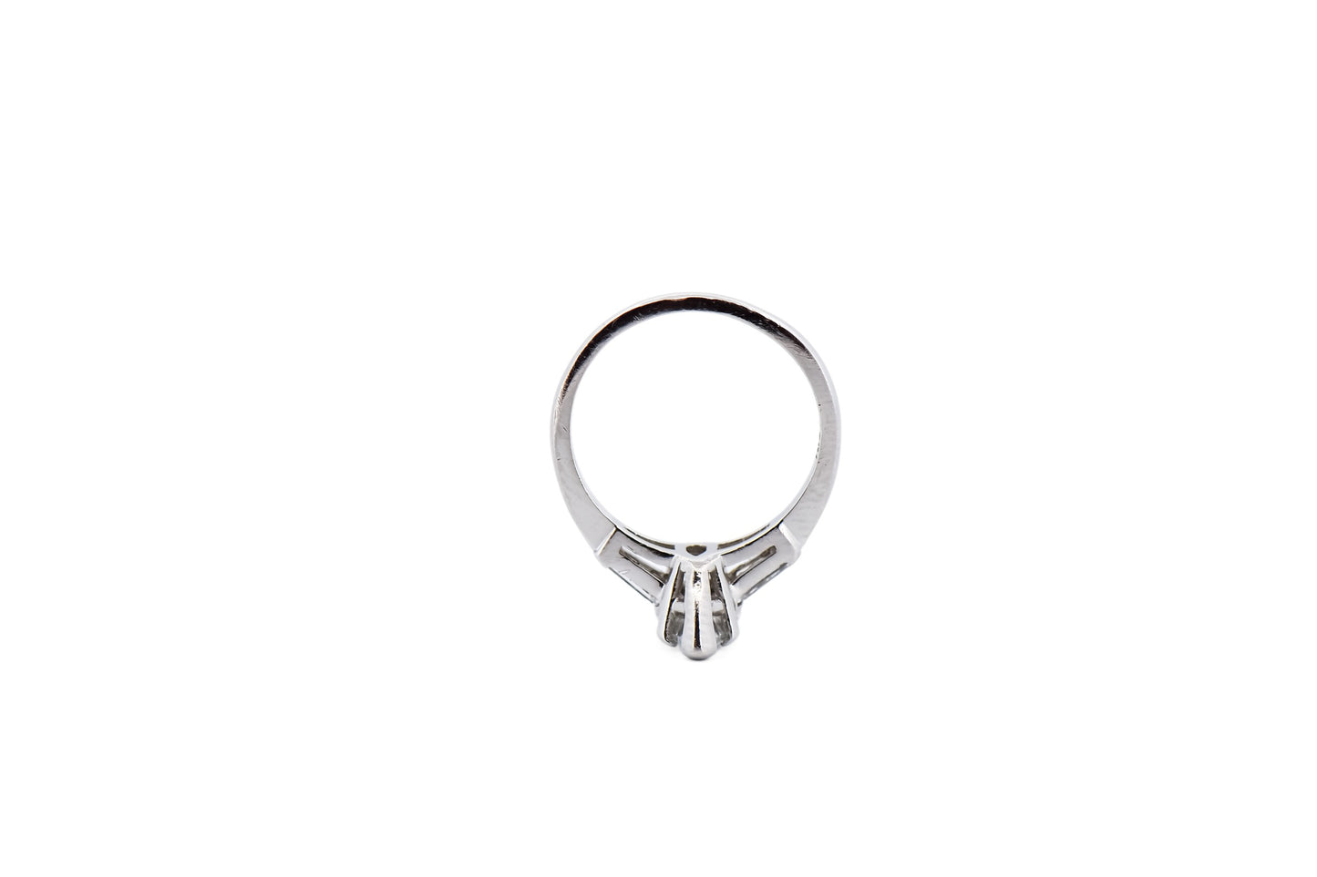 Classic Pear Shape Diamond Engagement Ring with Baguette Accents in Platinum