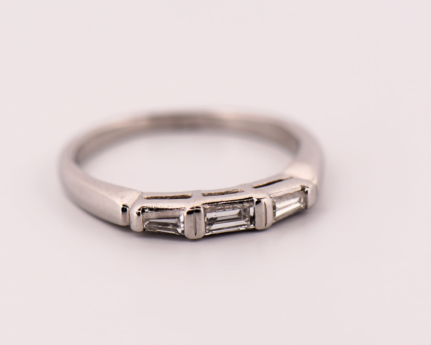 Classic Platinum Wedding Set with Emerald Cut & Baguette Diamonds