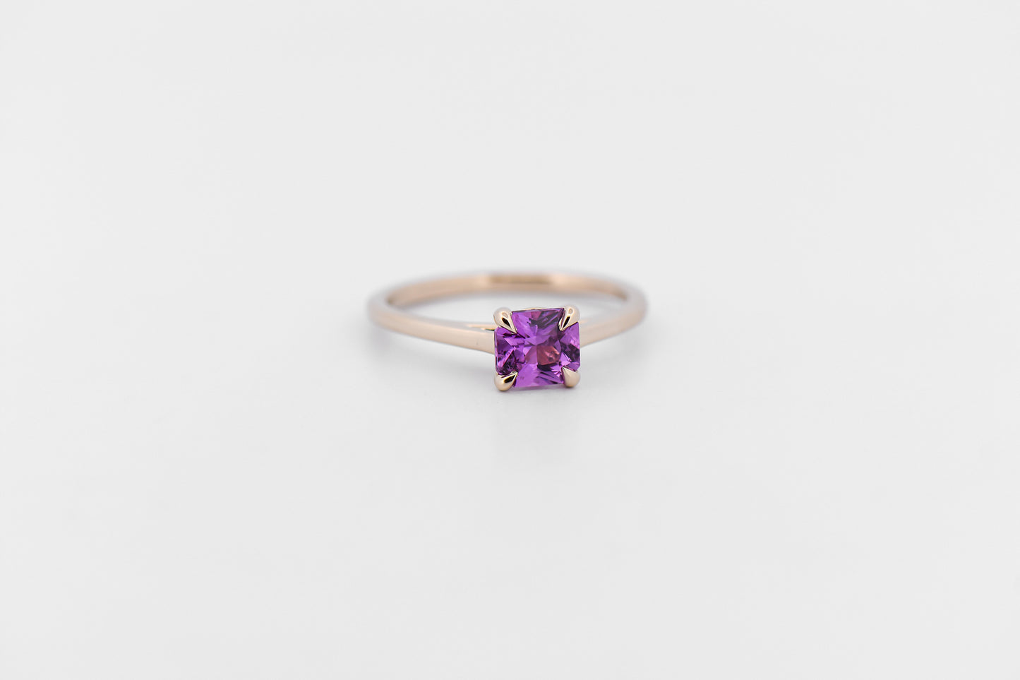 Classic Yellow Gold Solitaire Engagement Ring with Magenta Pink Sapphire