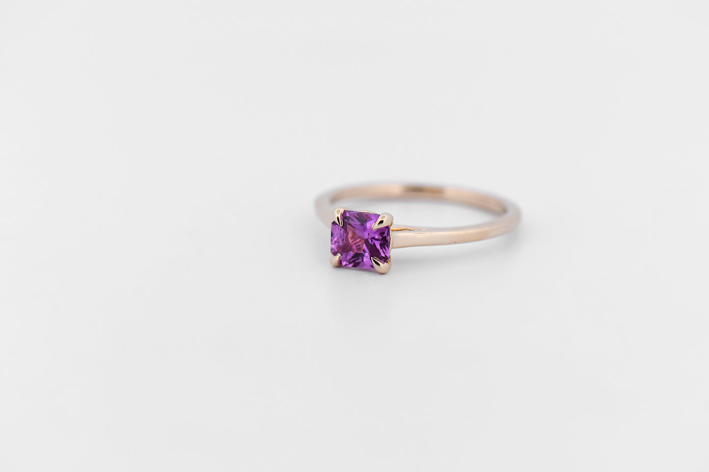 Classic Yellow Gold Solitaire Engagement Ring with Magenta Pink Sapphire