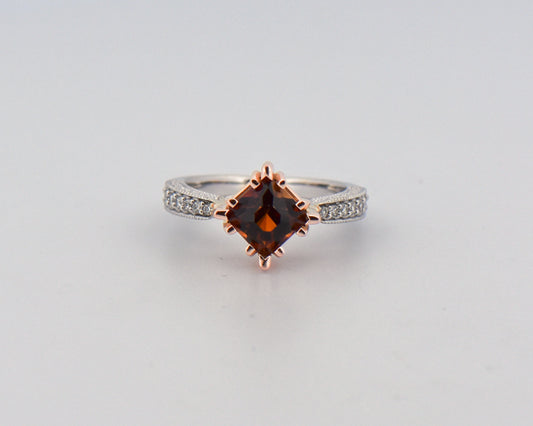 John Dyer Cut Cognac Tourmaline & Diamond Ring