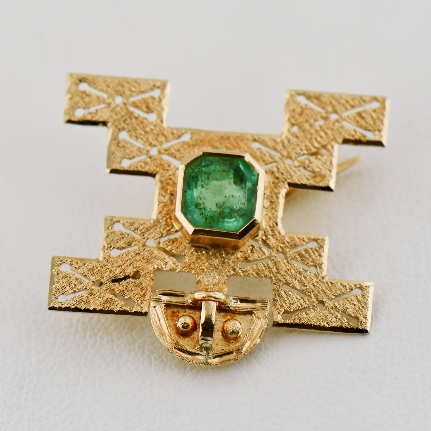 Colombian Emerald Pachamama Brooch- Incan Fertility Symbol