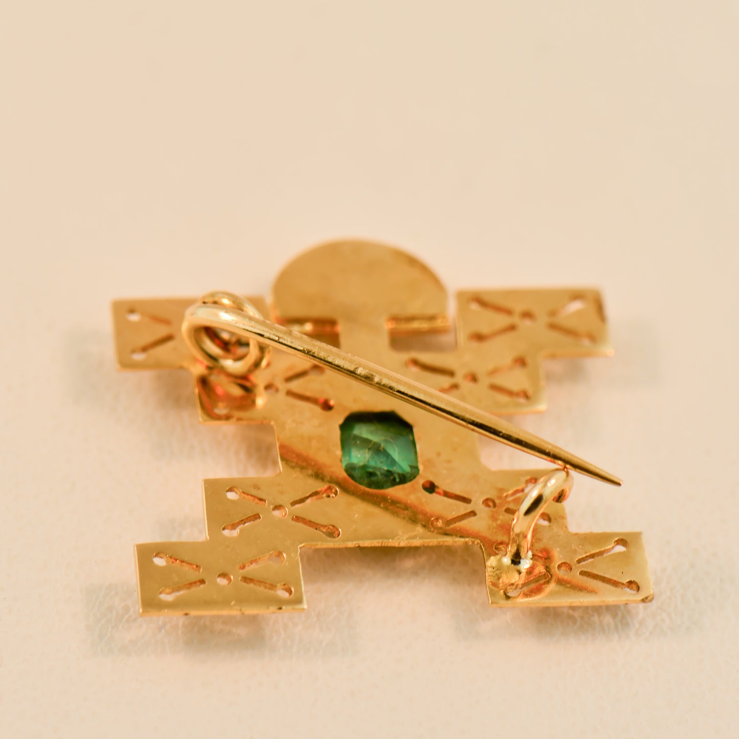 Colombian Emerald Pachamama Brooch- Incan Fertility Symbol
