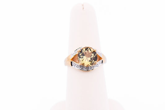 Color Change Diaspore & Diamond Ring in 18k Yellow Gold- AKA "Zultanite" or "Csarite"
