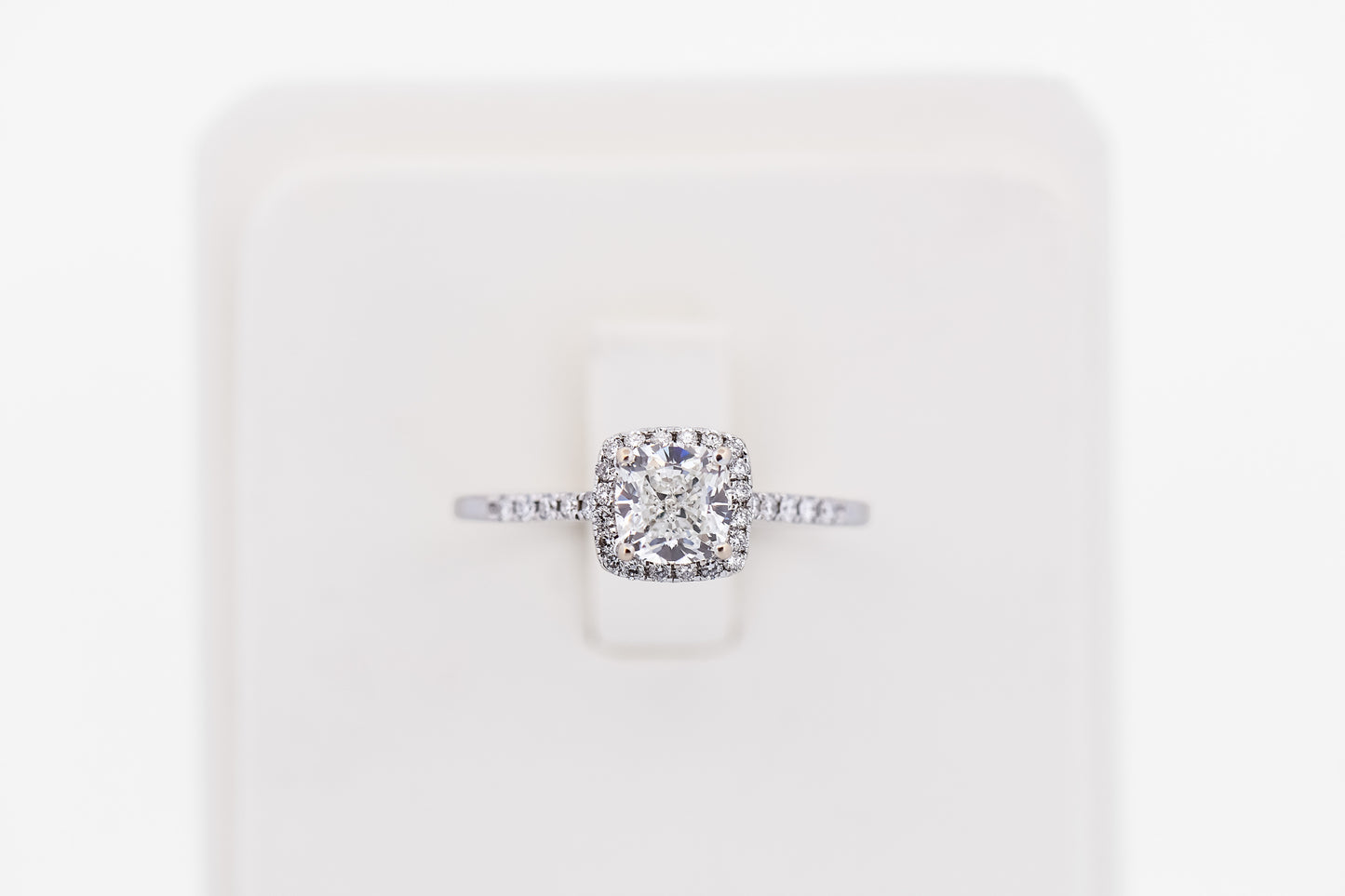 Cushion Cut Diamond Halo Engagement Ring, GIA 1.20ct